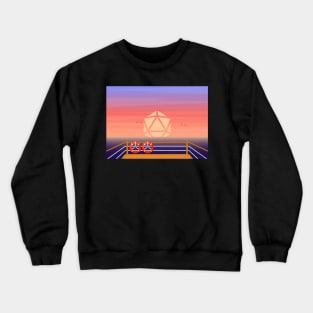 Sunset by the Beach Yacht D20 Dice Sun RPG Landscape Crewneck Sweatshirt